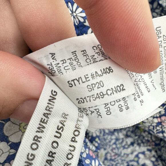 J. Crew Liberty Fabric Cotton Poplin Button Down Shirt Sz 14 Blue Indigo Floral - Picture 7 of 11